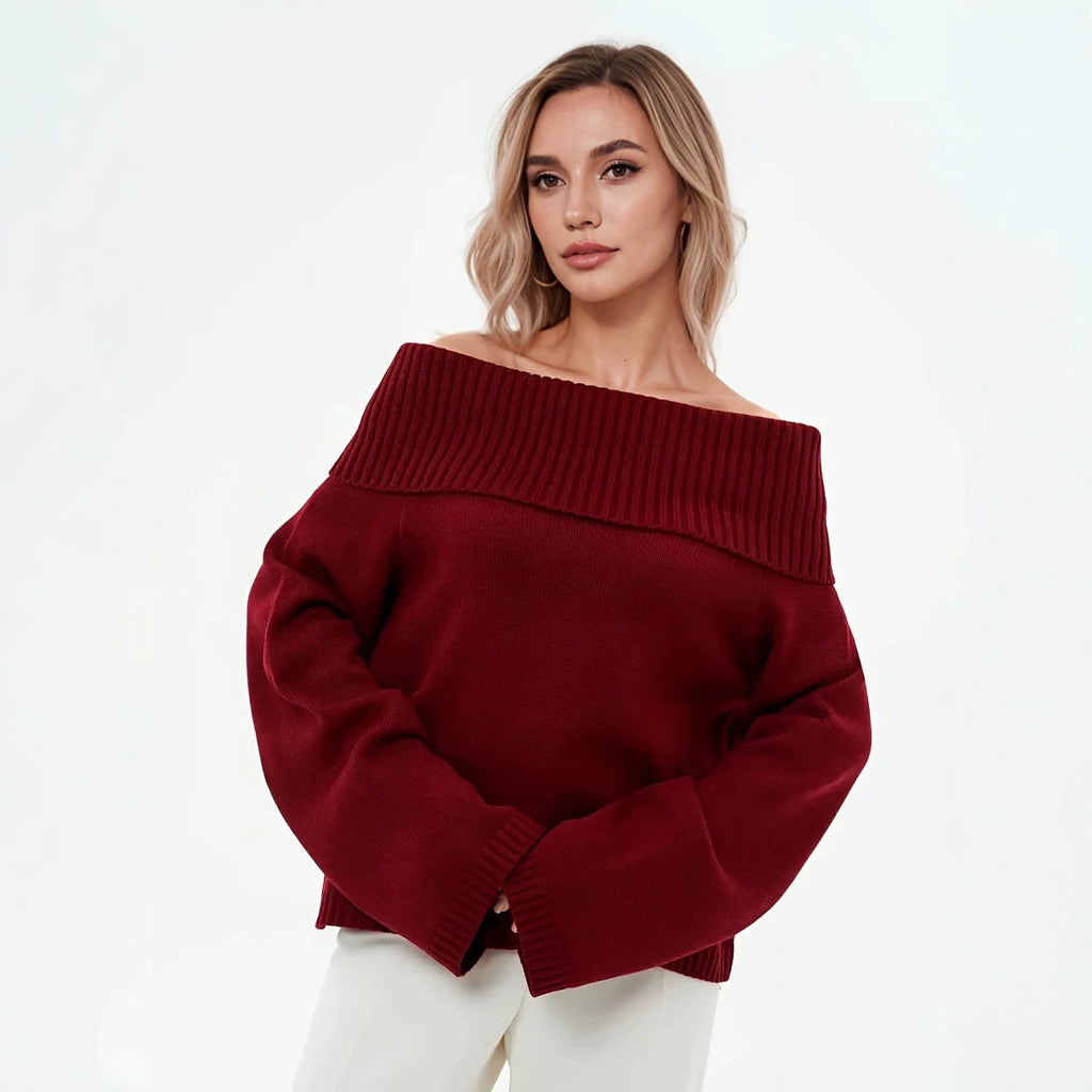Women's Off-shoulder Casual Loose-fit Pullover Sweater