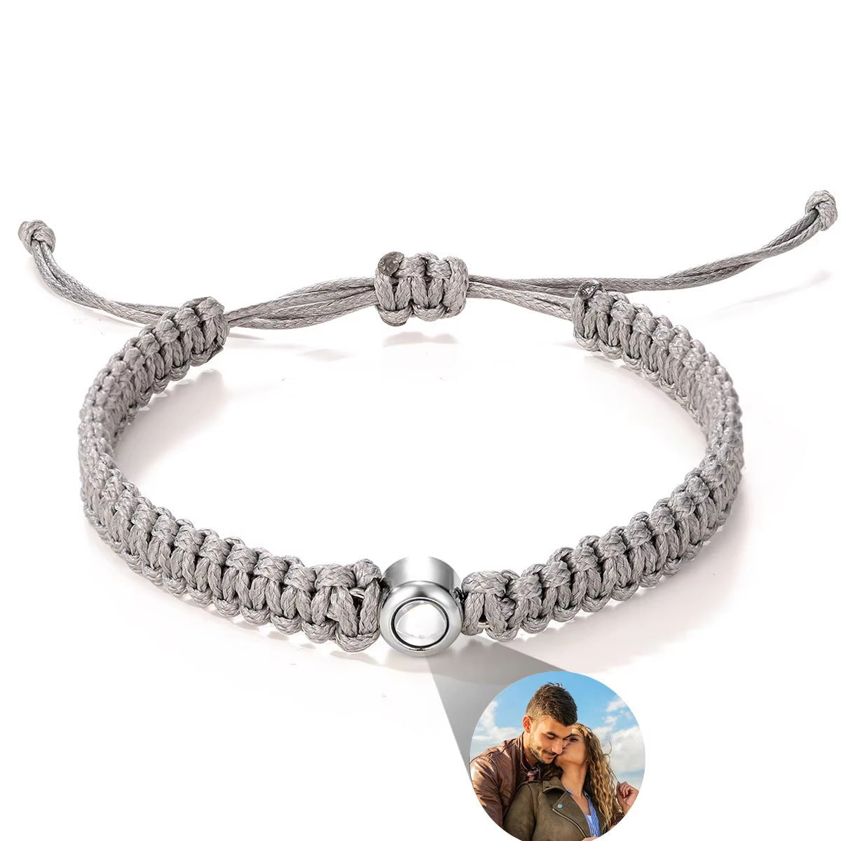 Stainless Steel Photo Projection Color Woven Bracelet
