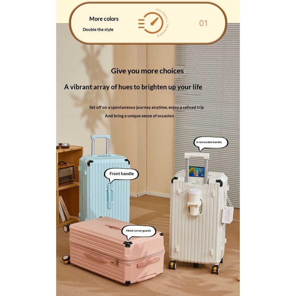 Five Wheel Large Capacity Luggage For Women 2025 New Model Boarding Case Travel Case For Men 28 Suitcase Sturdy, Durable, Thickened - Cup Holder USB Interface
