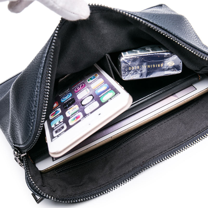 Men's business leisure leather handbag