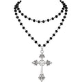 Gothic Punk-style Dark Cross Multi-layer Beaded Necklace