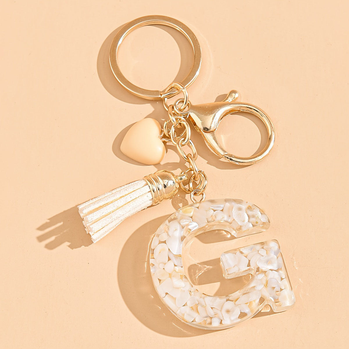 Letter Heart Tassel Keychain Bag
