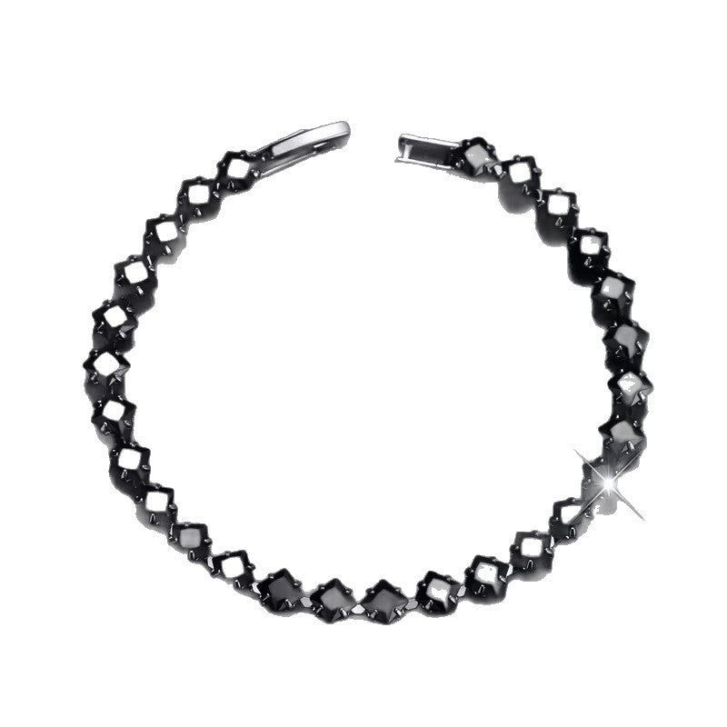 European And American Horseshoe-shaped Gun-black Zircon Bracelet