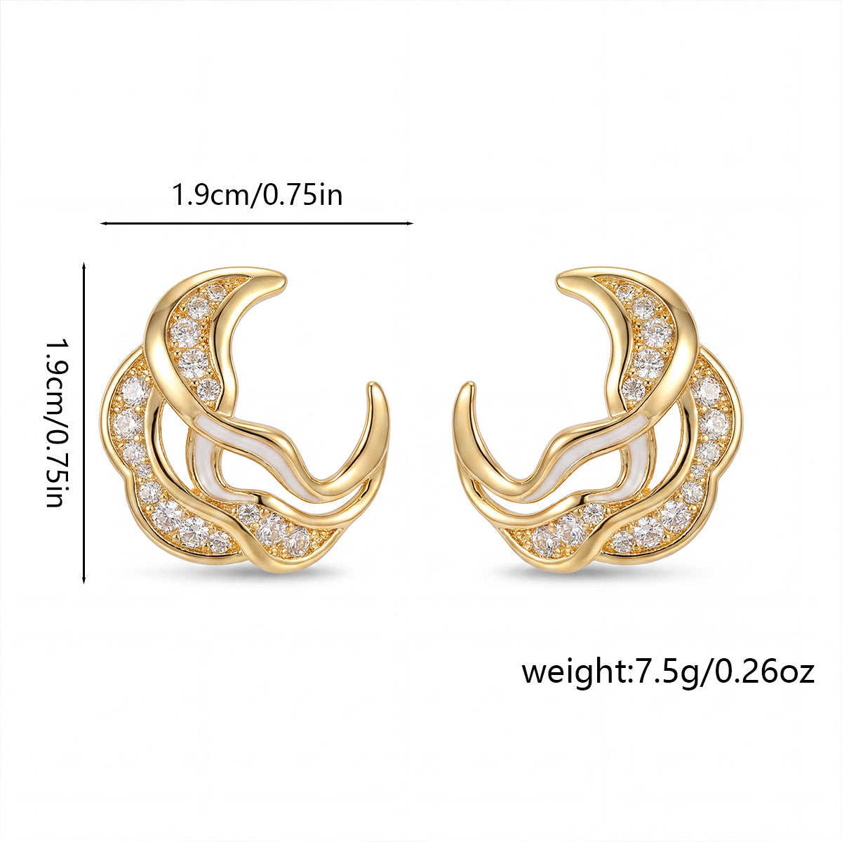 French-Style Fashion Light Luxury Zircon-Encrusted Moon C-Shaped Earrings, Exquisite And Versatile, High-End Earrings, Hot-Selling Wholesale
