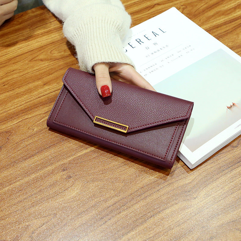 A Multi-functional Buckle Retro Thin Coin Purse From Japan And South Korea