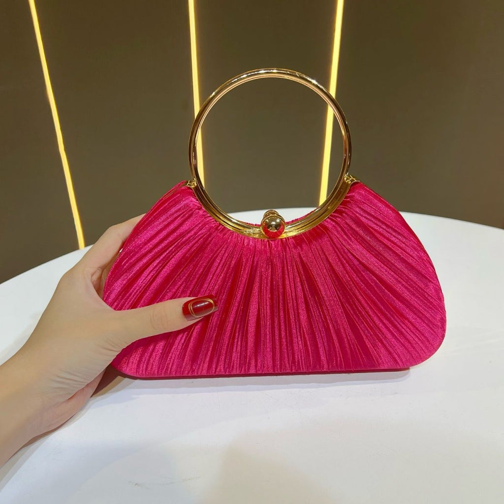 Satin Cheongsam Pleated Evening Clutch