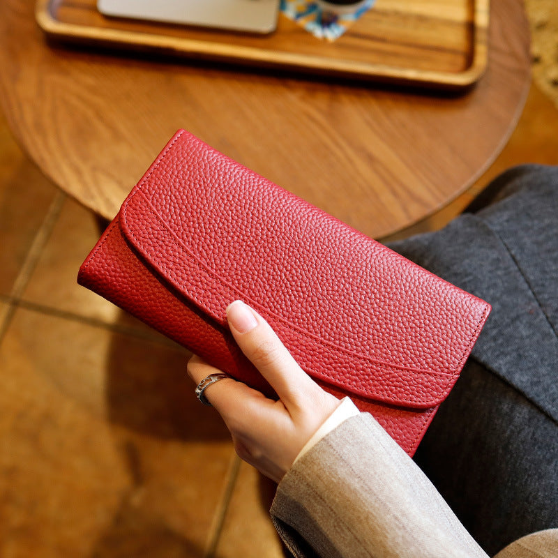 Long Womens Genuine Leather Clutch Bag