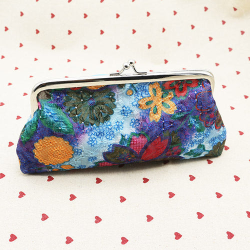 15cm Embroidered Fabric Women's Long Wallet
