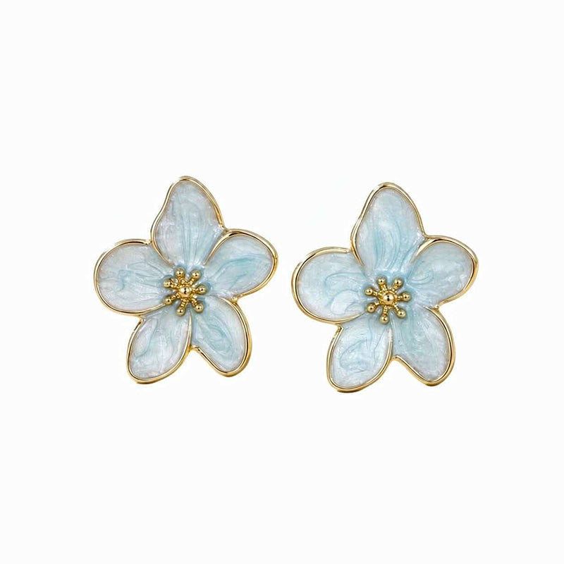 Dopamine-colored Stainless Steel Drop-oil Flower Series Earrings