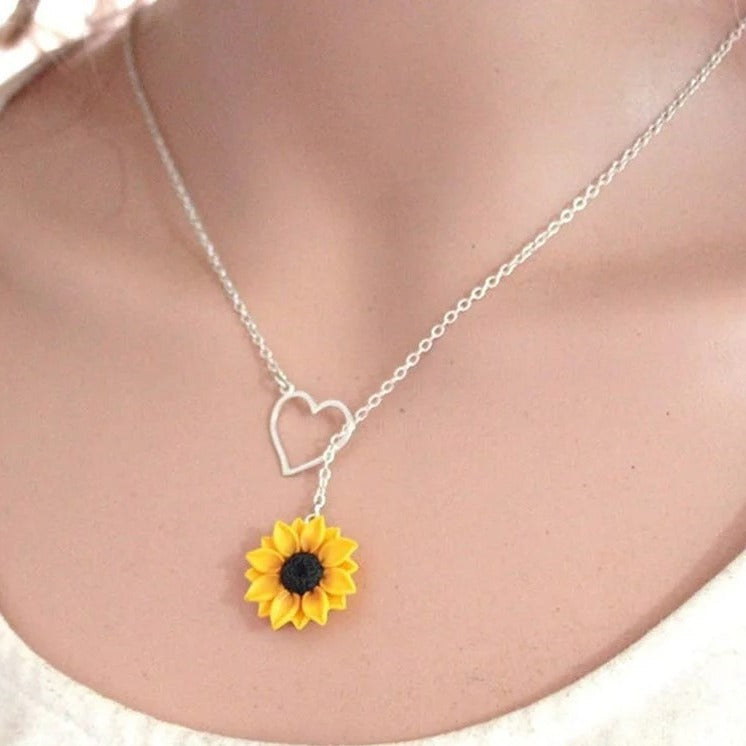 Eternal Love Sunflower Pendant Necklace