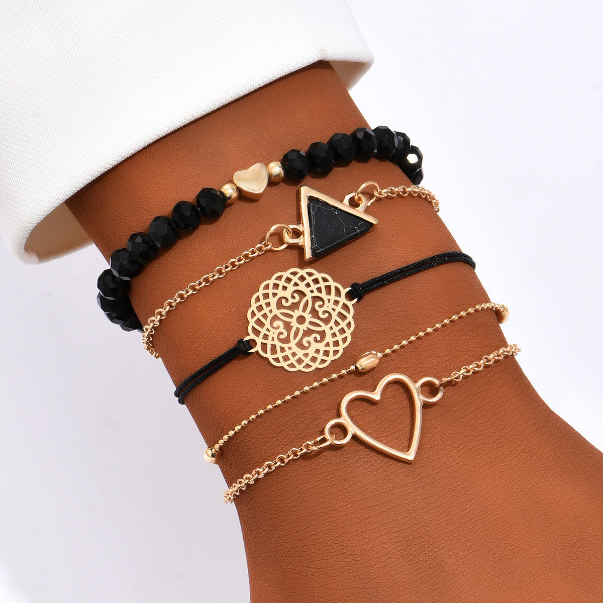 Black Turquoise Alloy Moon Five-piece Set