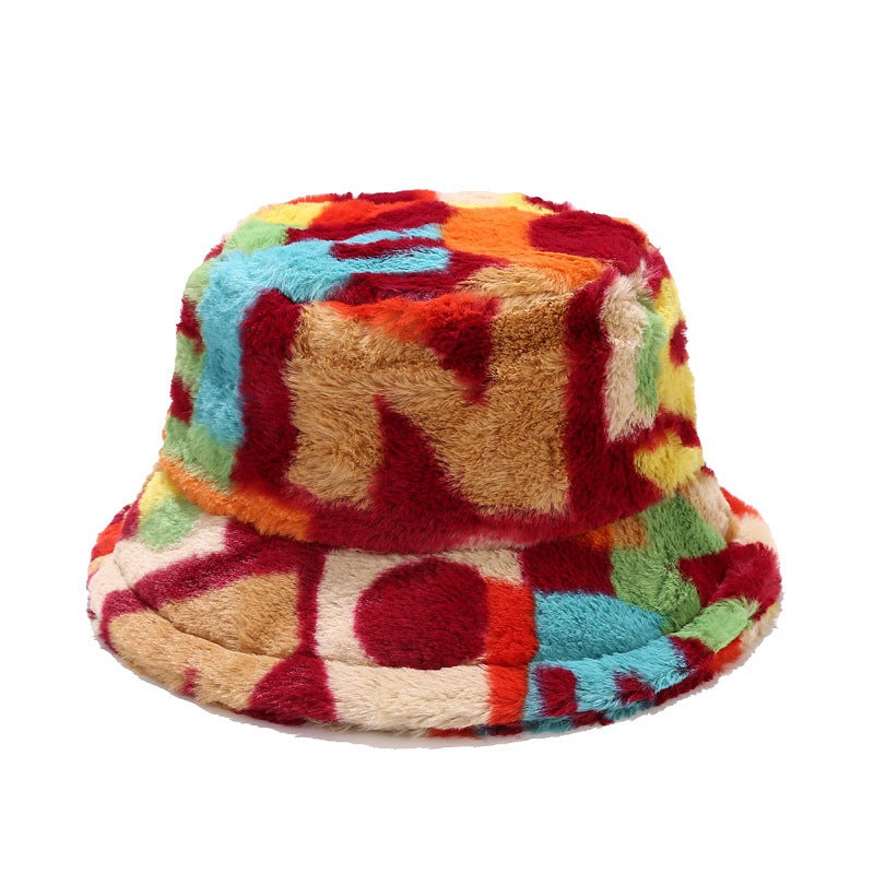 Women's Letter-Printed Plush Warm Sun Hat