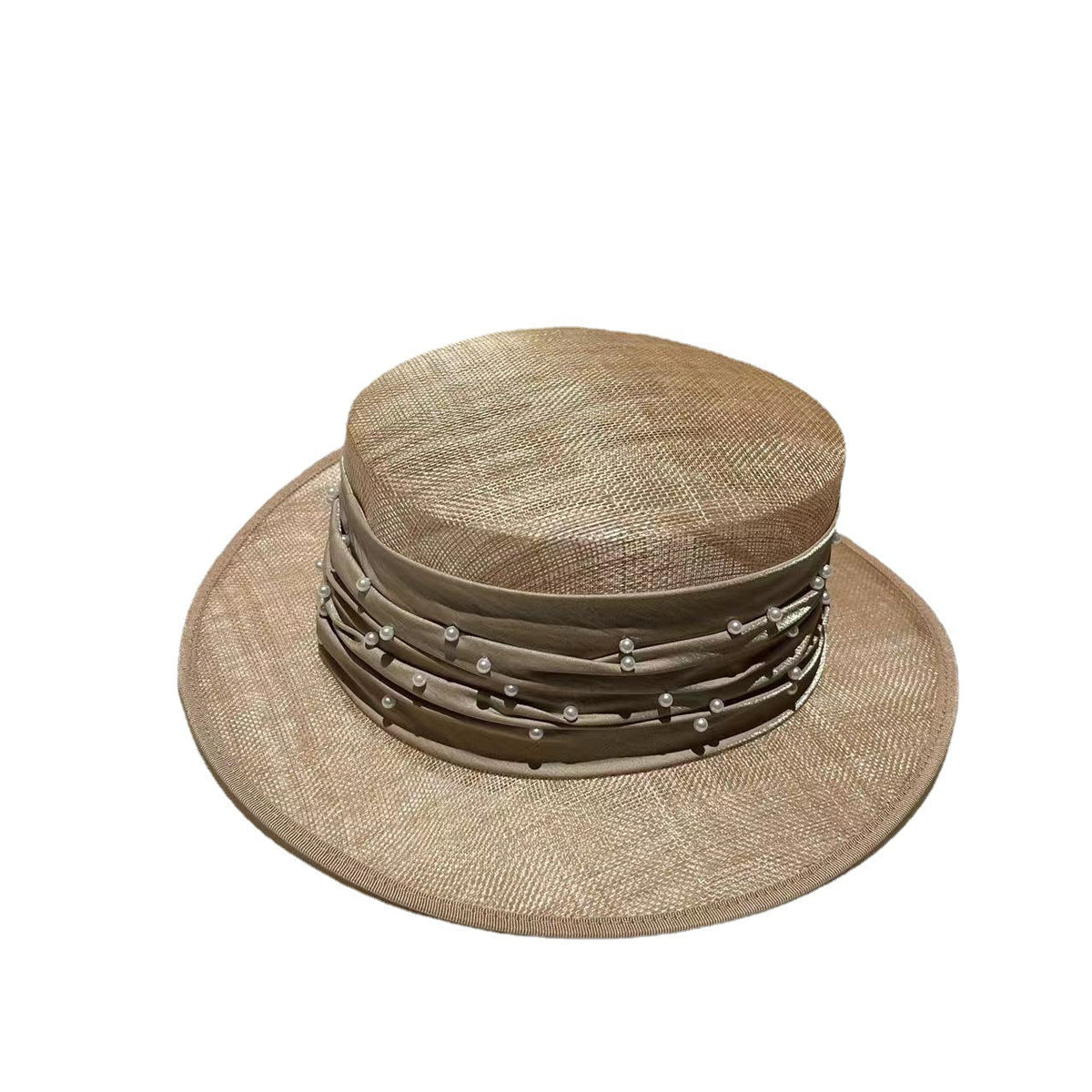 French Elegant Pearl Yarn Flat-top Cap