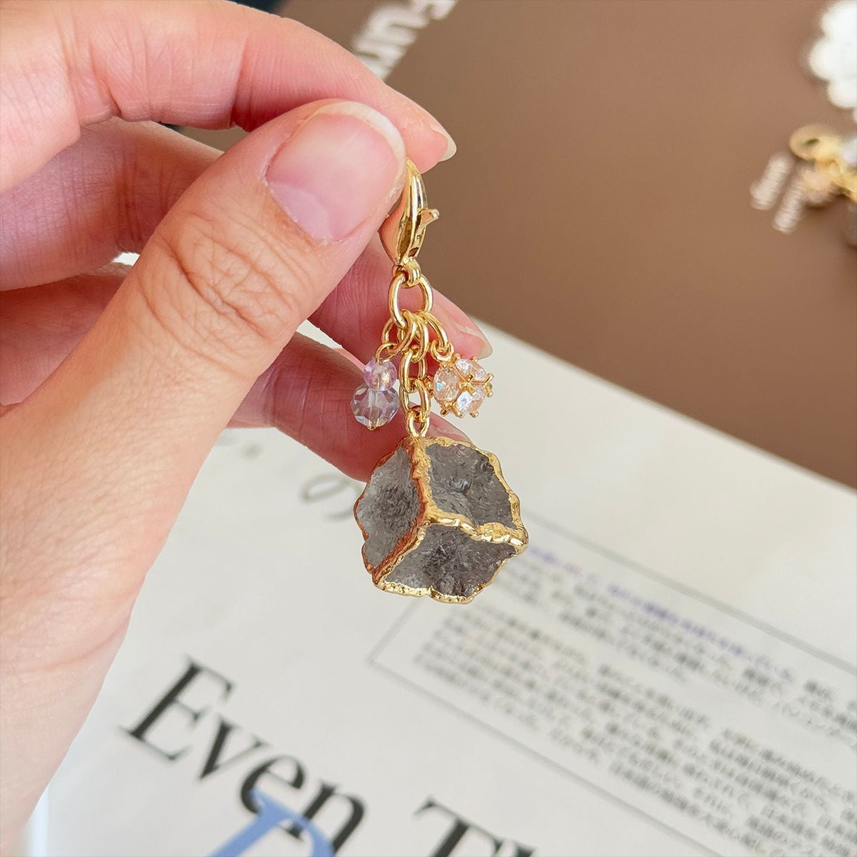 Rhinestone Block Flip-top Zipper Pull Charm For Womens Handbags