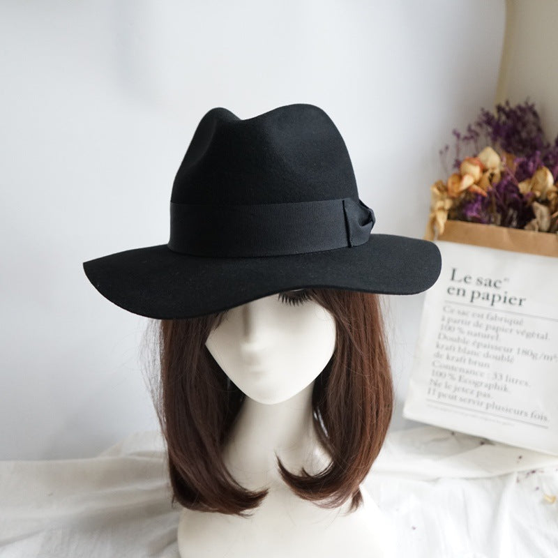Bow-tie British-style Vintage Wool Tweed Jazz Fedora