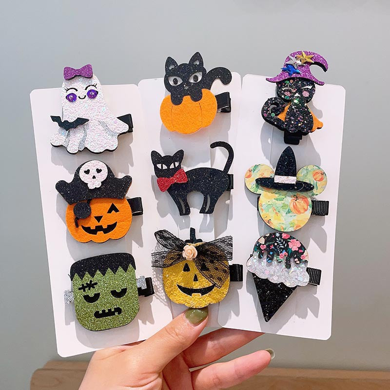 Halloween Children's Hair Accessories Pumpkin Ghost Funny Handmade Hair Clips