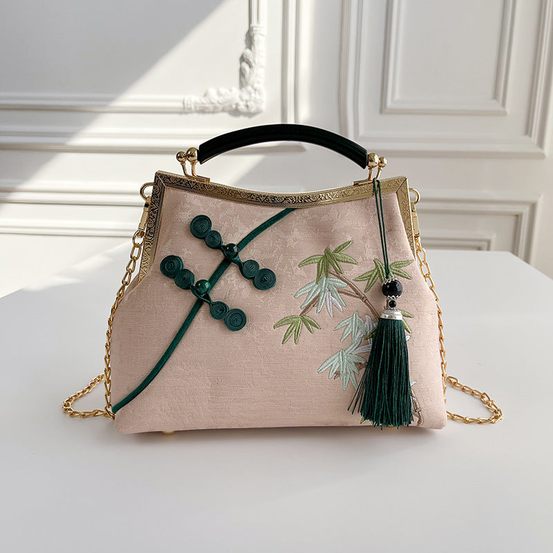 Lucky Bamboo Embroidery Handbags Women