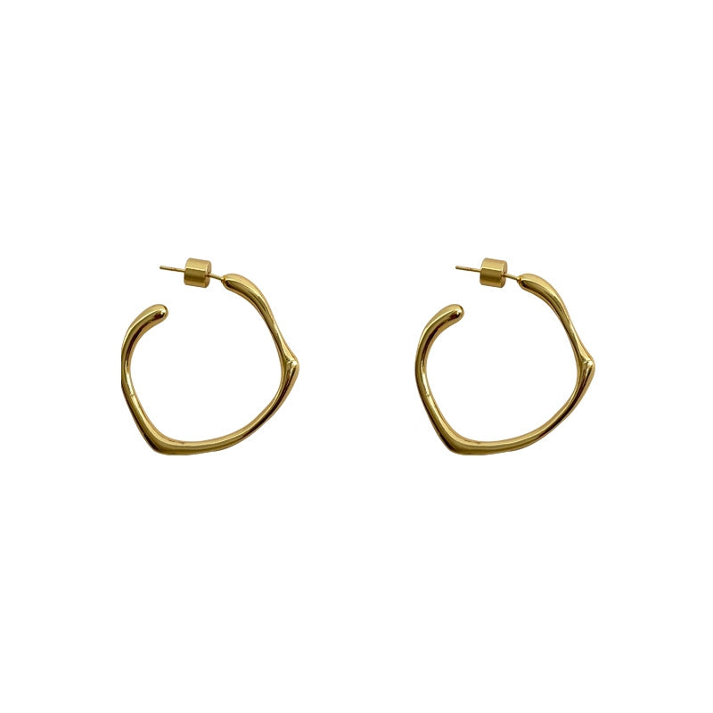 Casual Asymmetrical Plain Hoop Earrings For Women, Niche, Gentle, Unique, Fashionable, Elegant And Versatile Earrings