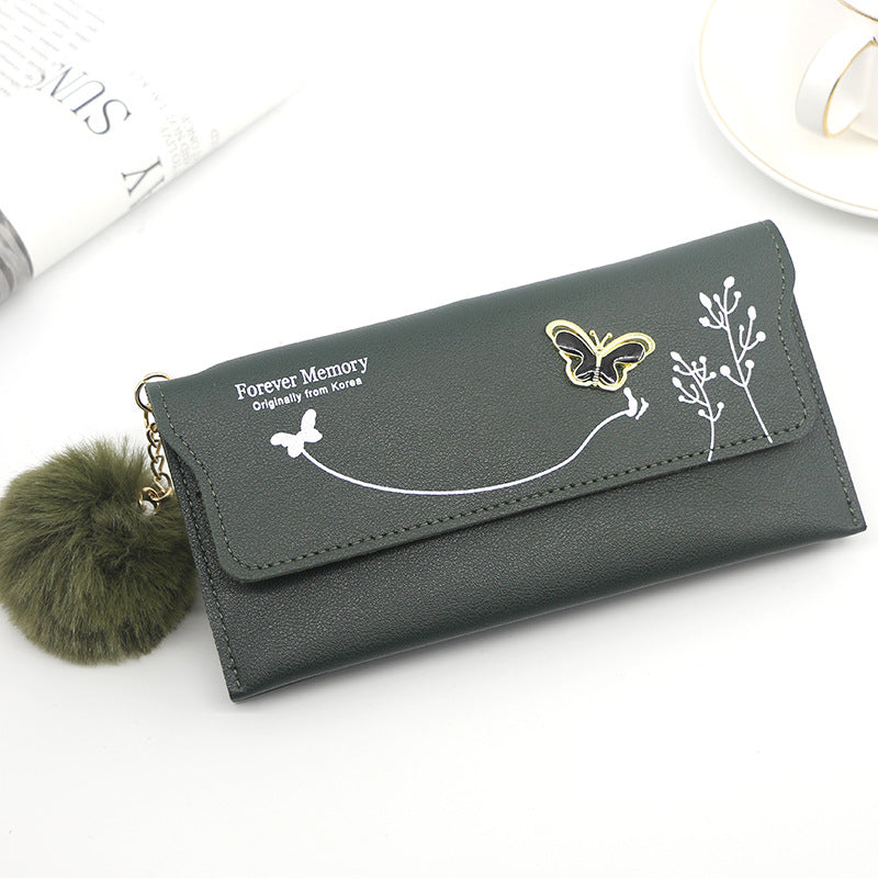 Ladies' Long Wallet With Butterfly Flowers And Simple Loose Change