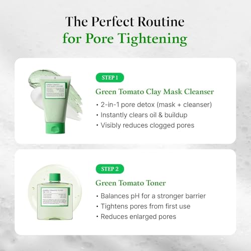 FULLY Green Tomato Cardi B's Pore Care Set, Pore Tightening, Pore Detox, Blackhead & Sebum Control, Vegan, Fragrance-Free, Korean Skincare Kit