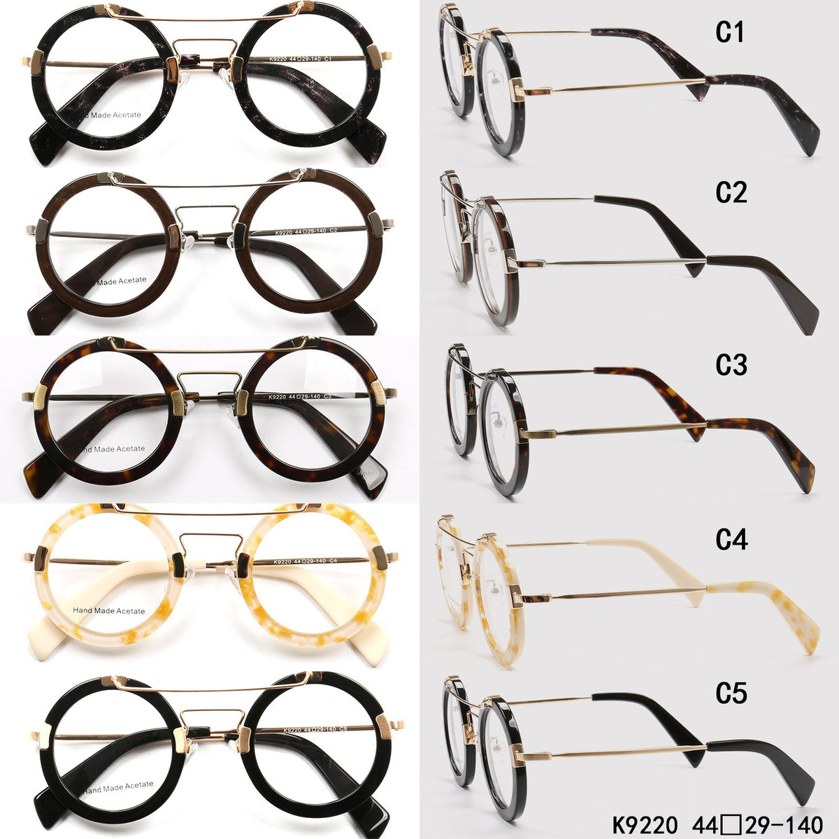 Double Beam Anti-blue Light Vintage Round Frame Sheet Metal Eyeglass Frame