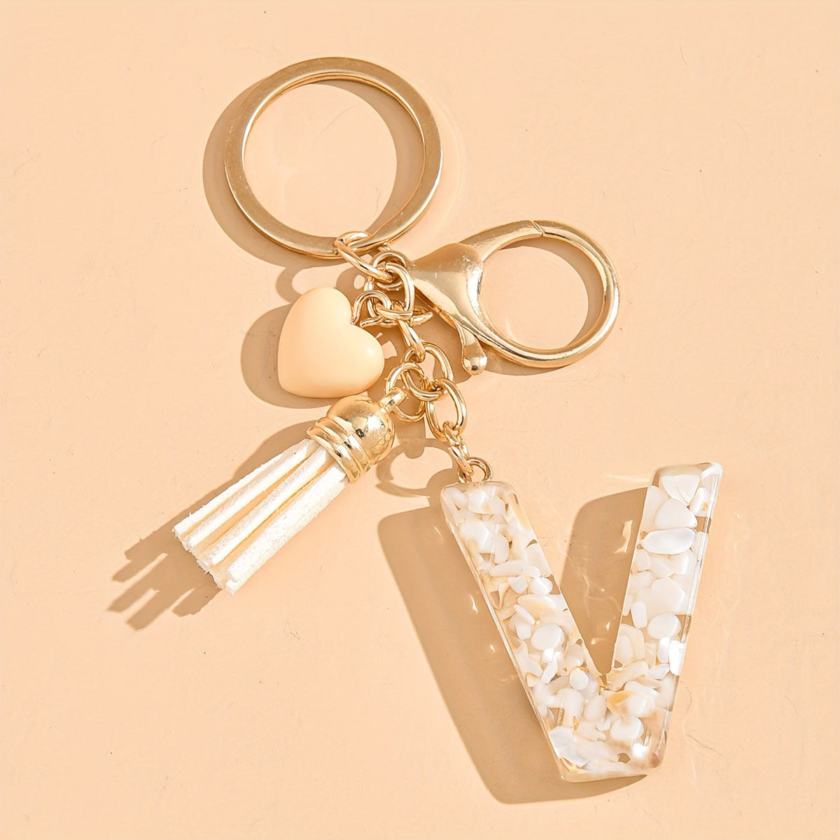 Letter Heart Tassel Keychain Bag