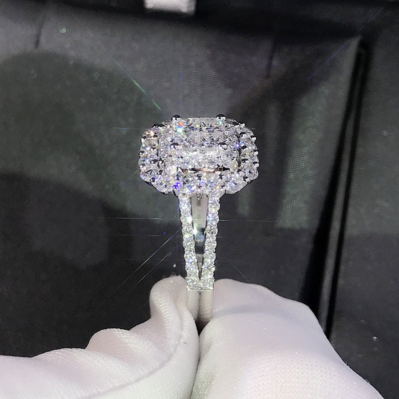 Sanjie New Classic Women's Micro Inlaid Zircon Wedding Ring Wish Popular Jewelry