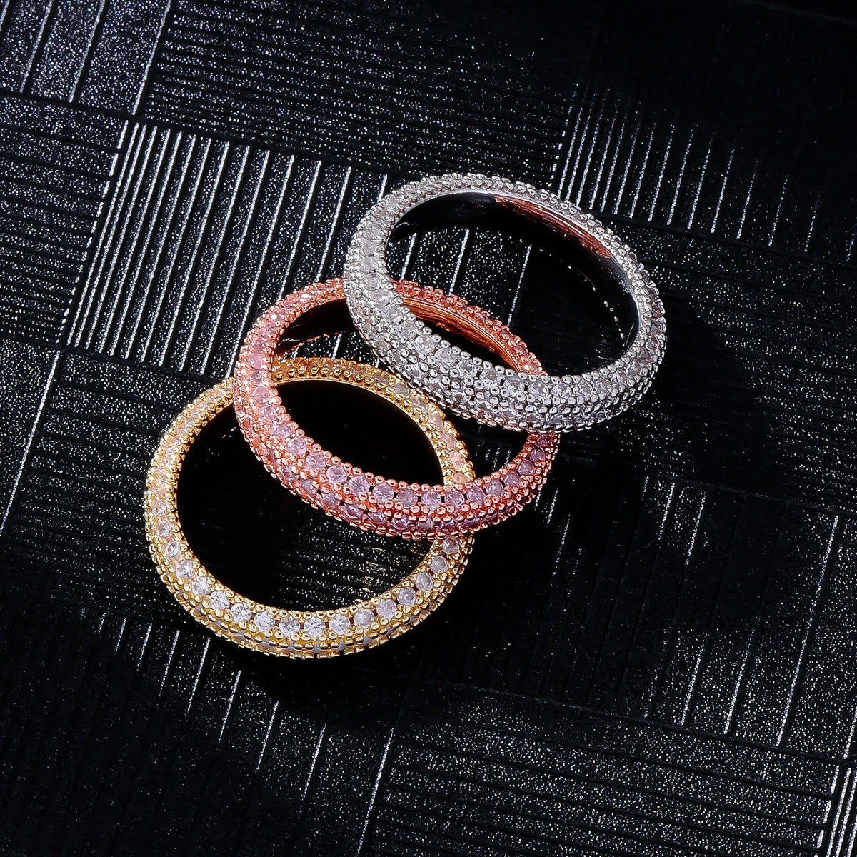 Joseph Jewelry Three-sided Zirconium Shiny Diamond Ring Ring European And American Style Fashion Personalized Hip Hop Ring Trend