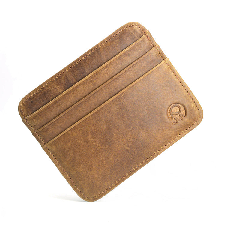 First Layer Cowhide Coin Purse Bus Card Holder