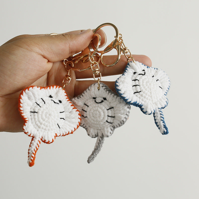 Hand-knitted Yarn Crocheted Stingray Keychain