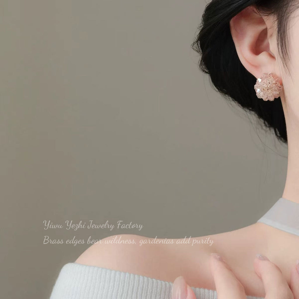 S925 Silver Needle Super Fairy Sweet Elegant Flower Crystal Earrings Popular Accessible Luxury Fashion Versatile Stylish Retro Earrings