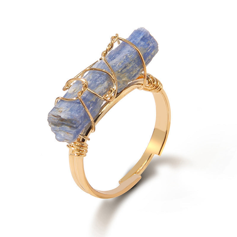 Irregular Natural Stone Amethyst Wrapped Ring