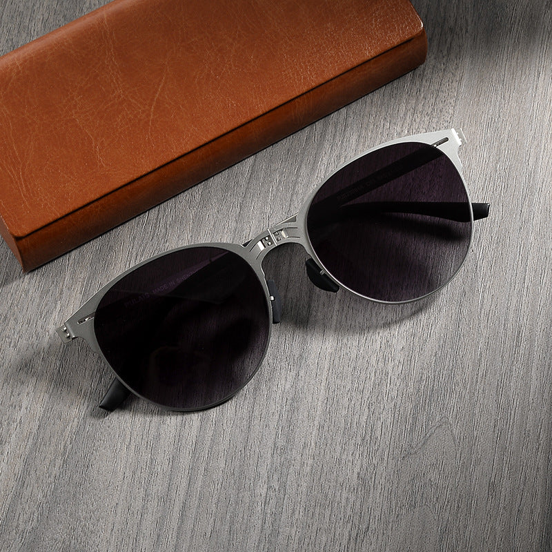 Lightweight Folding Men's Stainless Steel Fashion Vintage Sunglasses