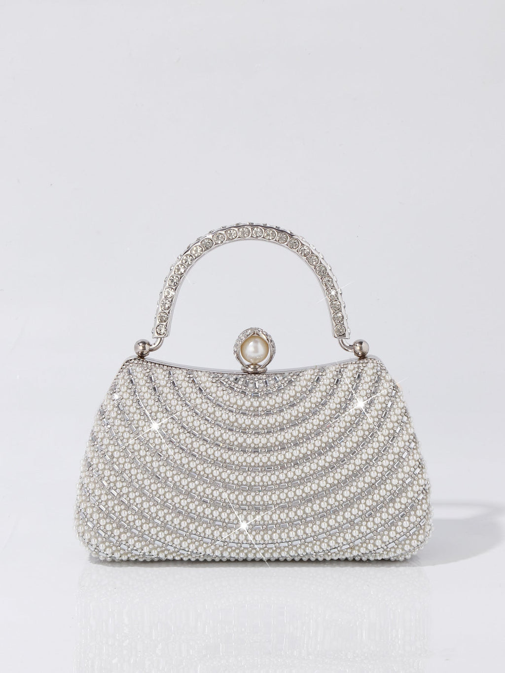 Evening Banquet Clutch With Pearl And Diamond Embellishments
