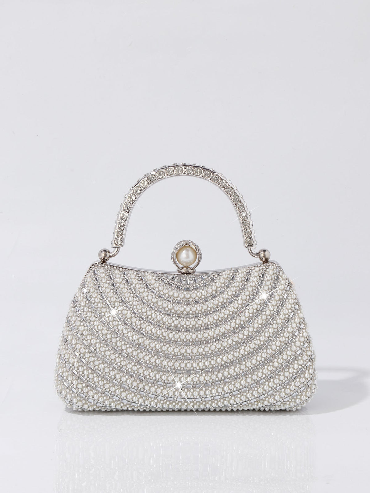 Evening Banquet Clutch With Pearl And Diamond Embellishments