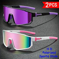 2 Pcs Shield Polarized Sports Sunglasses Uv400 Protective Mirrored Lens Eyewear Lightweight Wraparound Frame With Non Slip Temple Suitable For Cycling,fishing,running And Various Outdoor Sports Activi