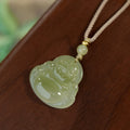 Natural Hetian Jade Maitreya Buddha Pendant Necklace