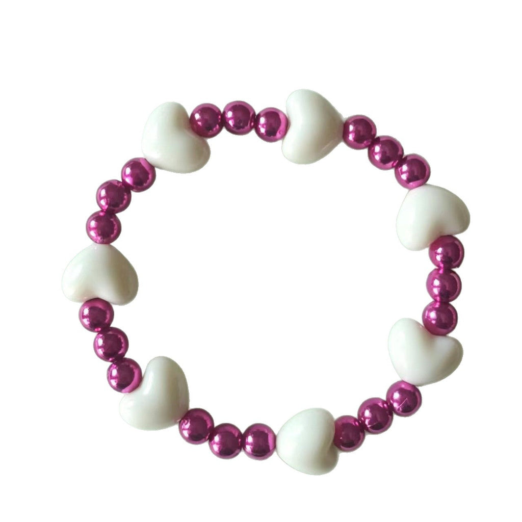 Heart Handmade Beaded Bracelet Colorful Purple