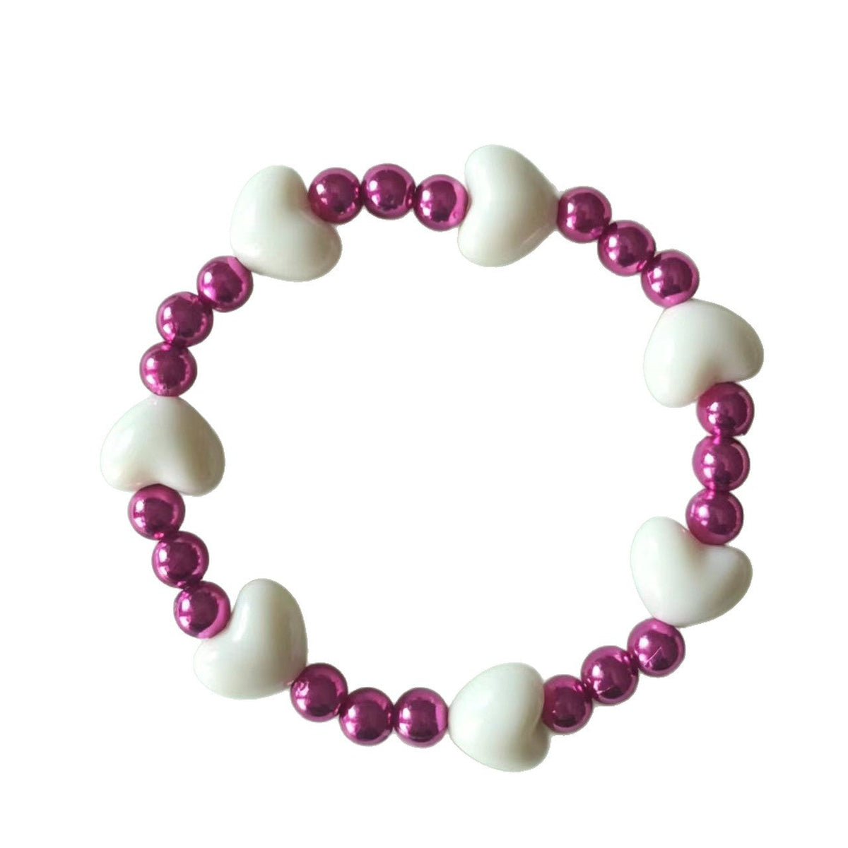 Heart Handmade Beaded Bracelet Colorful Purple