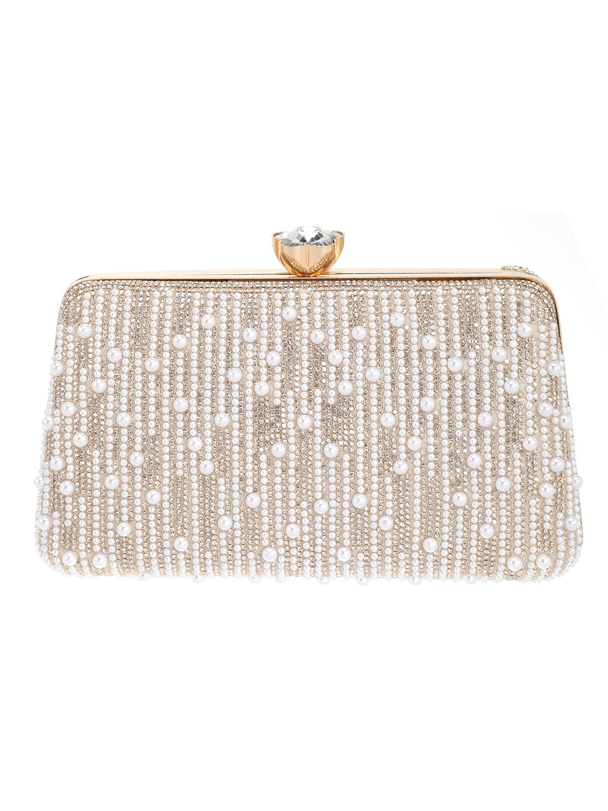 Women's Elegant Beaded Embroidered Evening Clutch Formal Gown Purse, Banquet Handbag, Fashion Shoulder Bag & Top-Handle Bag
