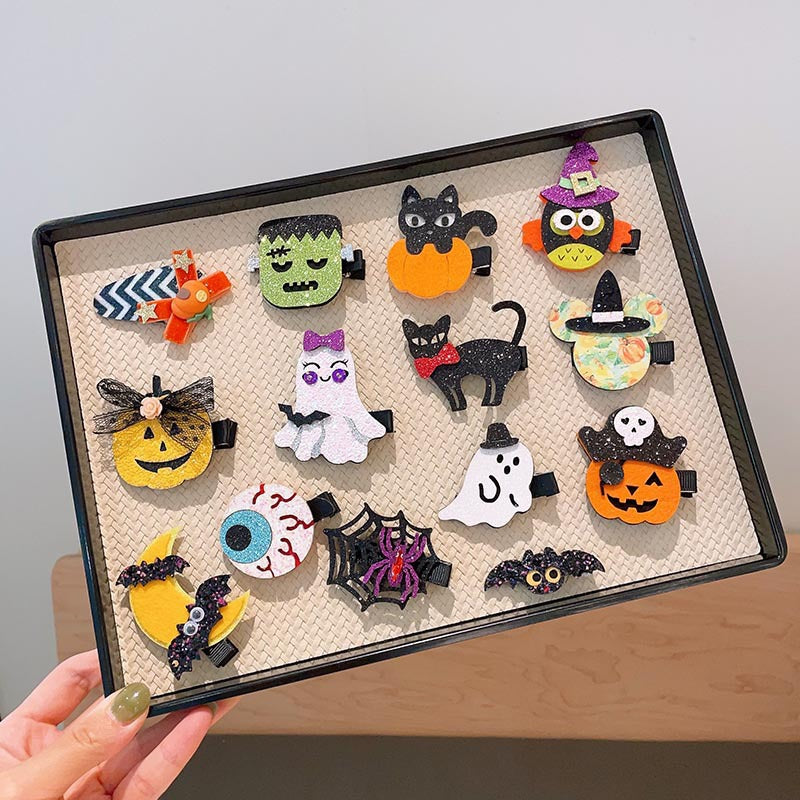 Halloween Children's Hair Accessories Pumpkin Ghost Funny Handmade Hair Clips