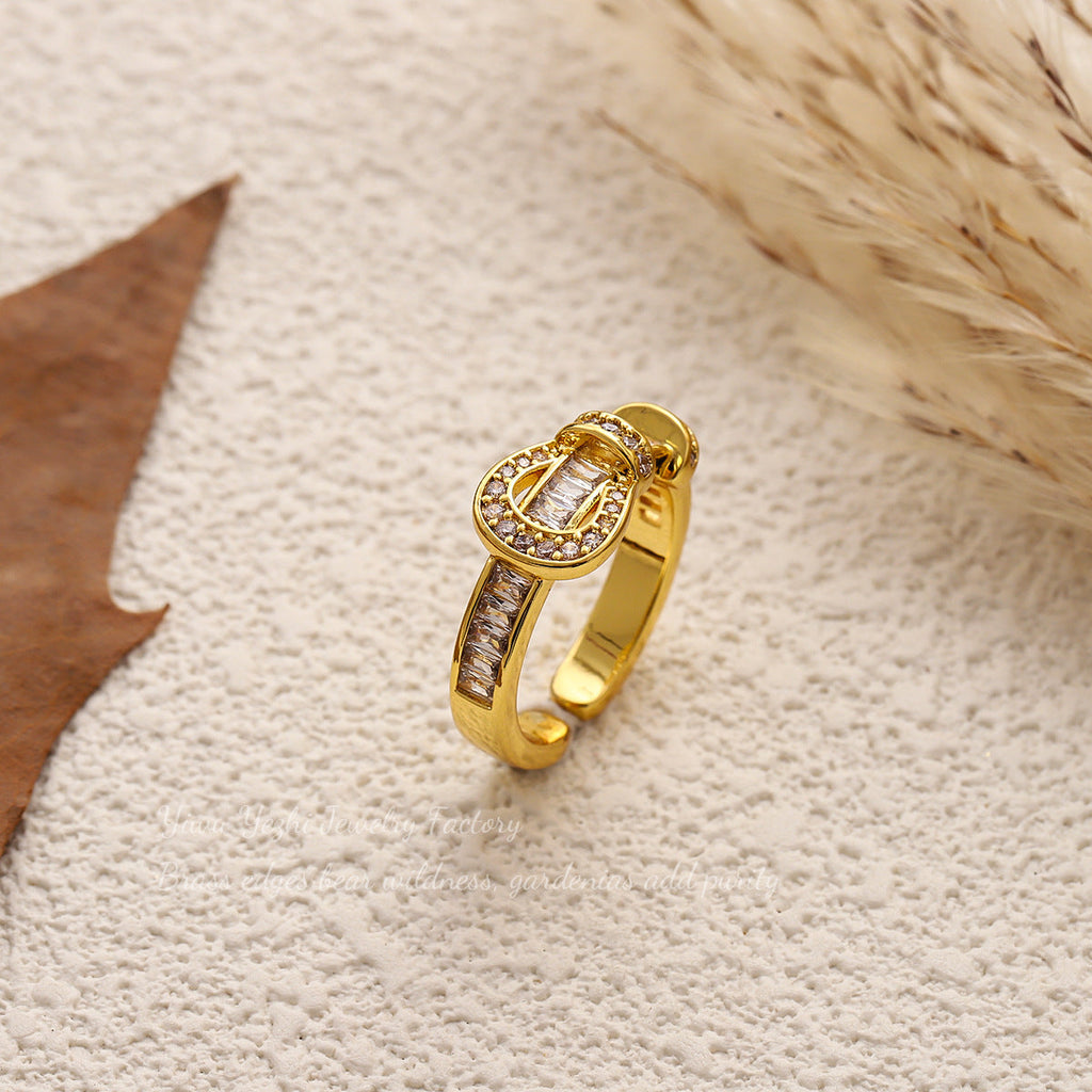 Fashionable And Unique Zircon Horseshoe Buckle Ring 2025 New Open Index Finger Ring Minimalist Style Ring Jewelry For Women