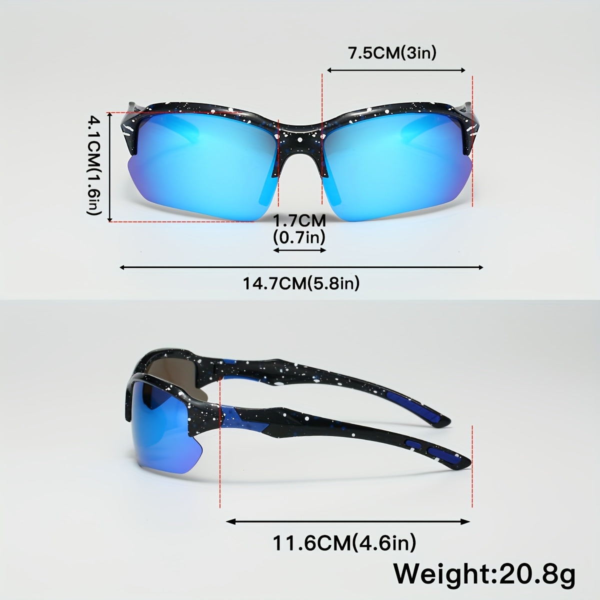 Half Rim Polarized Sports Sunglasses Uv400 Protective Mirrored Lens Eyewear Rugged Textured Frame With Non Slip Temple Suitable For Cycling,fishing,running And Various Outdoor Sports Activities.