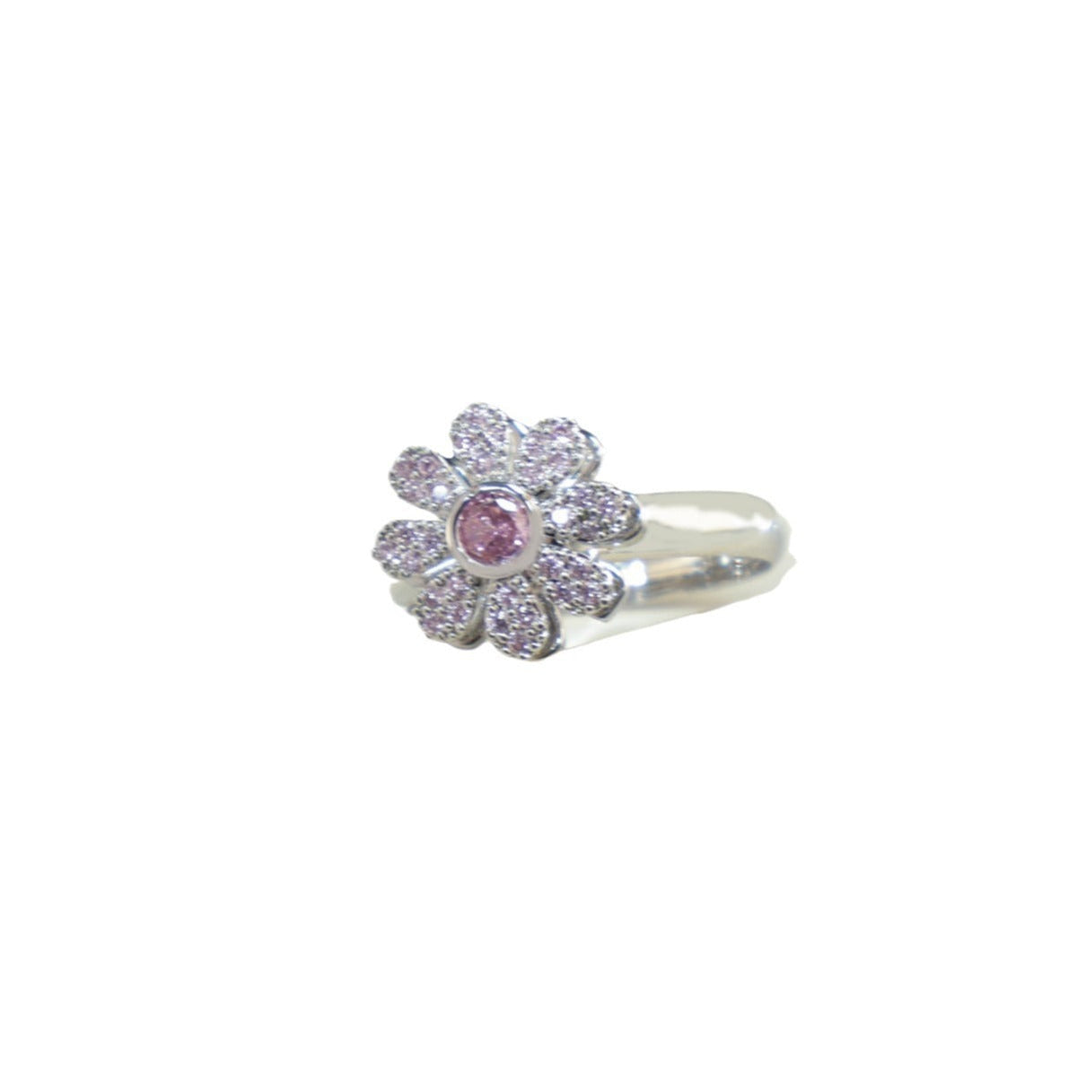 Ring Women's Round Geometric Rotating Zircon Ring Fresh Fashion High-grade Sense Ring Adjustable Color-free Ring