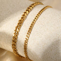 2Pcs Women Double Layer Cuban Chain Anklet Gold Silver Tone Stainless Steel Adjustable Curb Chain Ankle Bracelet Summer Beach Foot Jewelry Gift For Ladies