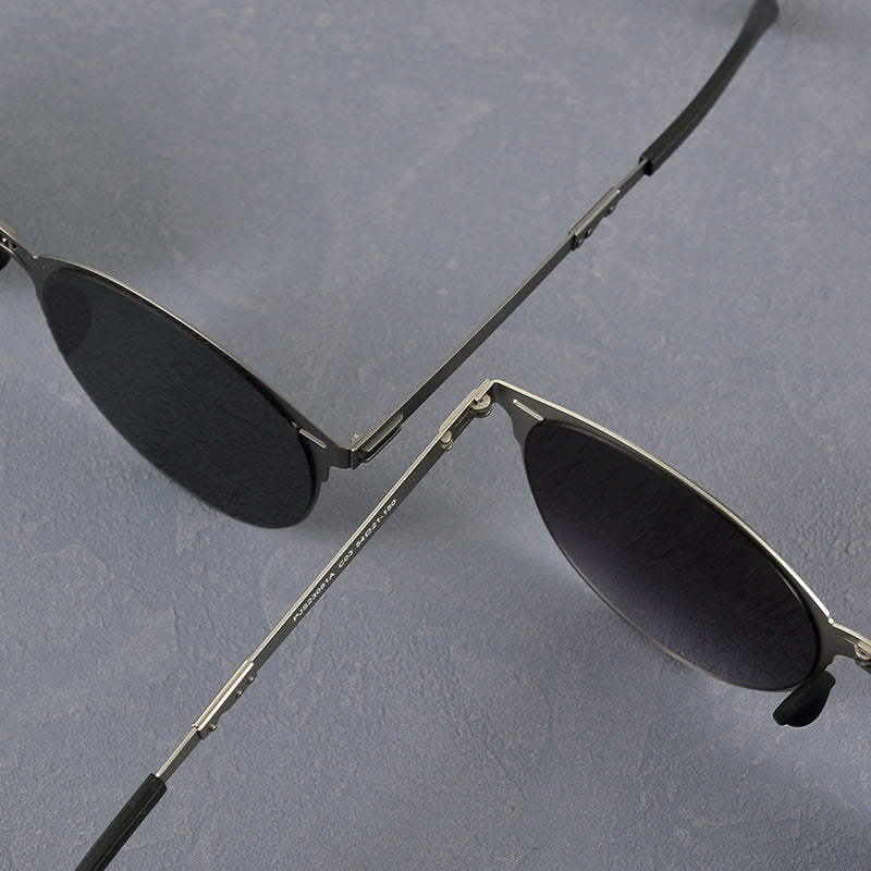 Lightweight Folding Men's Stainless Steel Fashion Vintage Sunglasses
