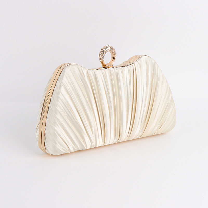 New Champagne-colored Satin Evening Bag For Women