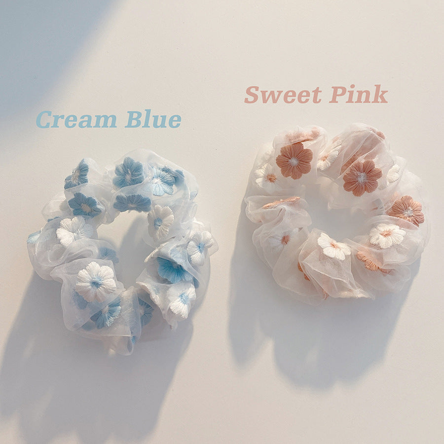 Flower Tie Hair Ring Organza Head Rope Girls' Hair Accessories