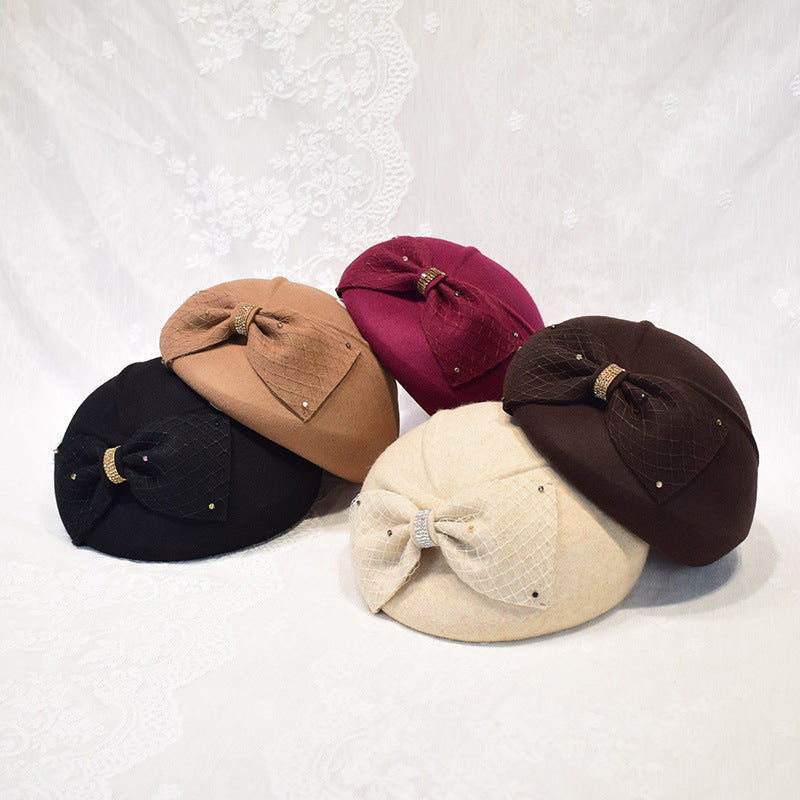 Japanese-style Vintage Wool Beret For Women