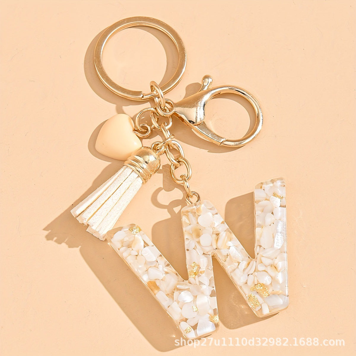 Letter Heart Tassel Keychain Bag